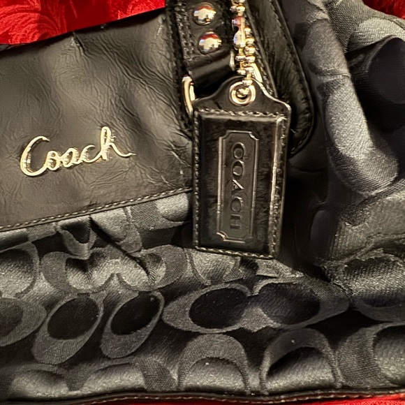Coach Ashley Jacquard Black Satin Satchel Bag F15443 - 13”x7” - Picture 2 of 9